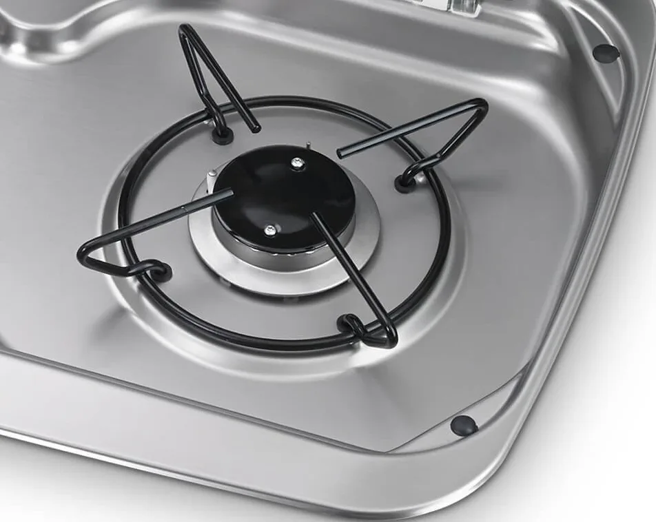 Fogones de la cocina de la camper Alquicamper · dos quemadores